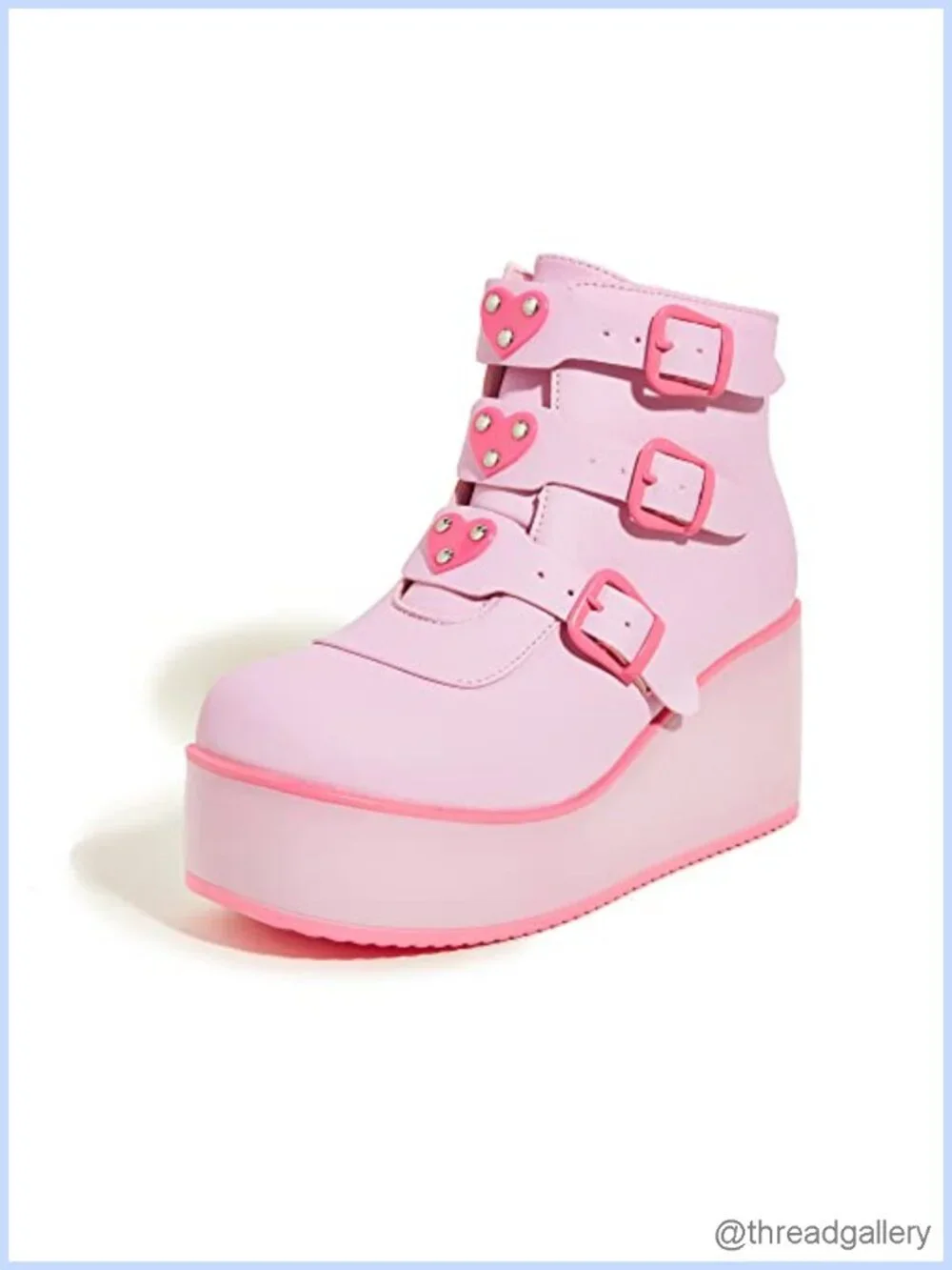 Women Platform Chunky Ankle Boots - Round Toe Zipper Wedges High Heels Buckle
